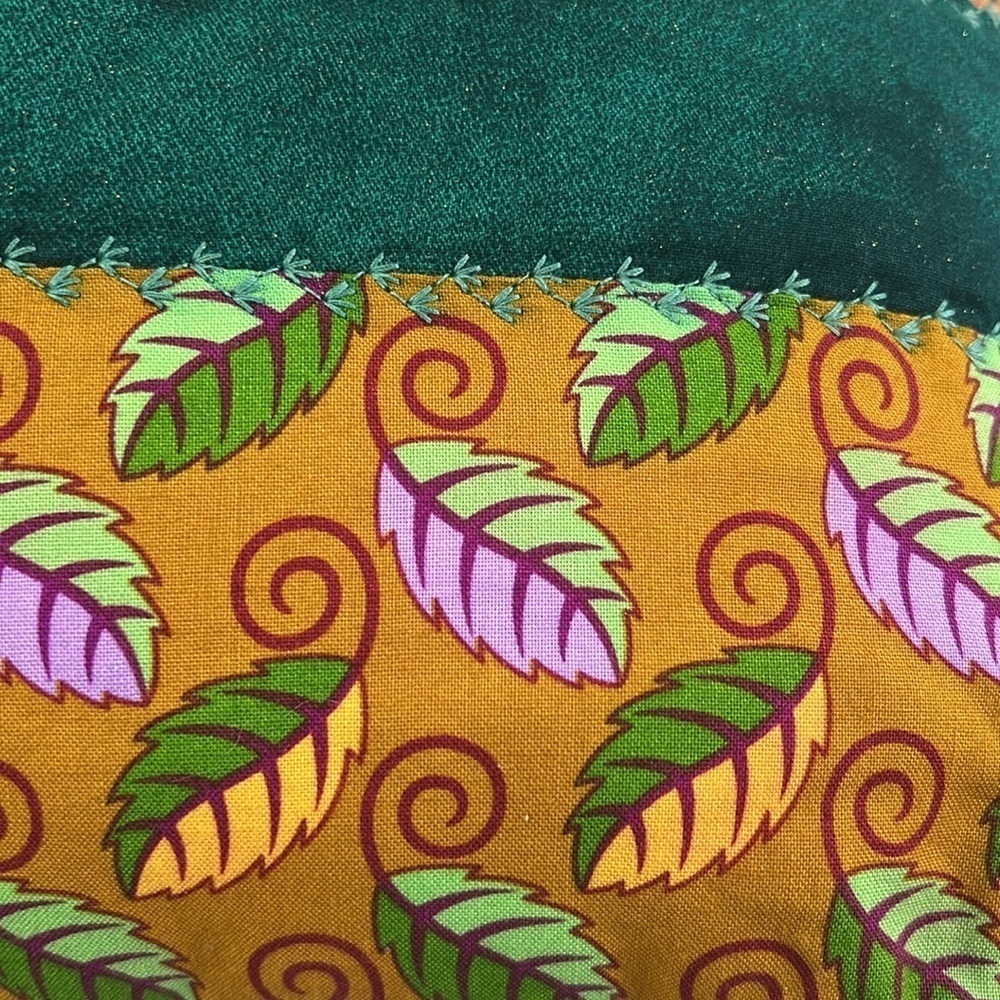 Sunflower Patchwork Orange & Lilac Quilted Harves… - image 6